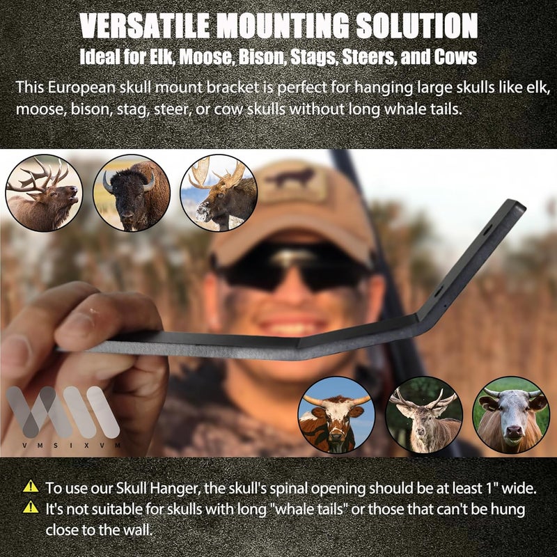 VMSIXVM European Mount Skull Hanger, Large Deer Skull Wall Hooker for Hanging Deer Head, Buffalo, Pronghorn, Bear and Other Medium Animals, Euro Mount Hanger with Easy Install Kit for Indoor Outdoor - Image 3